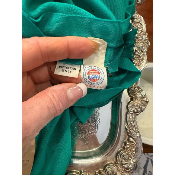 New!  Parues Feinstein Vintage Formal Gown Scattered Crystals Sz. 18 Green - Picture 12 of 12